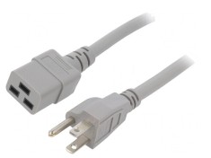 Cablu Alimentare 3x14AWG IEC C19 la NEMA 5-15, 1.5m, Gri