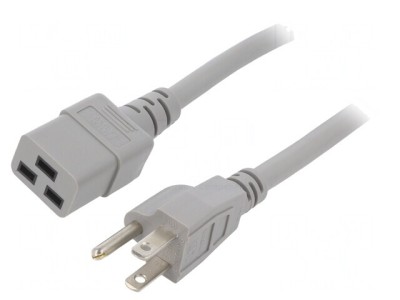 Cablu Alimentare 3x14AWG IEC C19 la NEMA 5-15, 1.5m, Gri foto