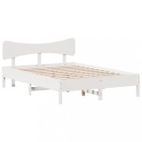 Cumpara ieftin Cadru de pat fara saltea, alb, 120x190 cm, lemn masiv pin