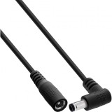 Cablu prelungitor alimentare DC 5.5x2.1mm M-T drept/unghi 0.2m Negru, InLine IL26906L