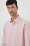 Cumpara ieftin BOSS cămașă bărbați, culoarea roz, cu guler clasic, slim 50512652