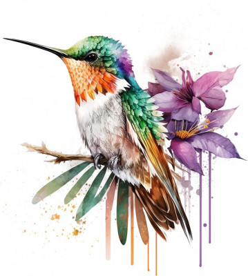 Sticker decorativ, Pasarea Colibri, Multicolor, 66 cm, 1271STK-5 foto