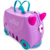 Valiza pentru copii Ride-On Pisicuta Cassie Trunki, Mov, 46 cm