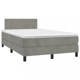 Cumpara ieftin Pat box spring cu saltea, gri deschis, 120x190 cm, catifea