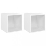 Cumpara ieftin Comode TV, 2 buc., alb, 37x35x37 cm, PAL