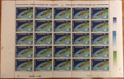 Romania 1991 Europa CEPT Space x 25 in fold sheet Mi.4653 MNH CA.037 foto