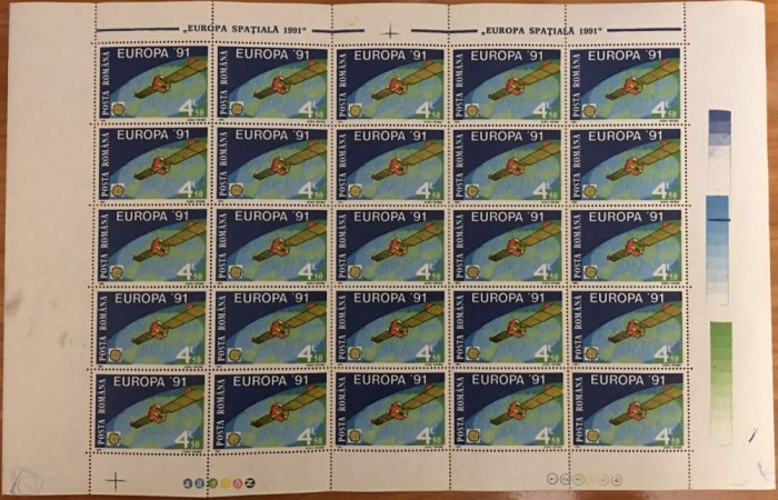 Romania 1991 Europa CEPT Space x 25 in fold sheet Mi.4653 MNH CA.037