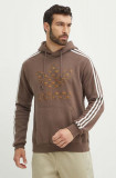 Adidas Originals hanorac de bumbac barbati, culoarea bej, cu glugă, cu imprimeu, IS0259