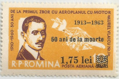 Romania, LP 567/1963, 50 de ani de la moartea lui Aurel Vlaicu - supratipar, MNH foto