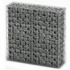 VidaXL Coș gabion cu capace, s&acirc;rmă galvanizată, 100 x 100 x 30 cm