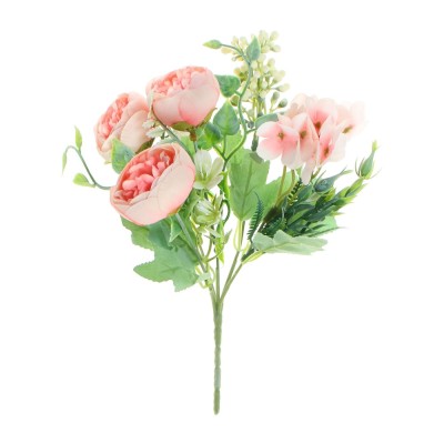 Buchet flori artificiale BH811, roz, 27 cm foto