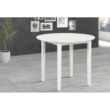 Masa bucatarie si dining Drimus Sophia, blat MDF, picioare lemn, rotunda, 90 x 74 cm, alb