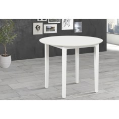 Masa bucatarie si dining Drimus Sophia, blat MDF, picioare lemn, rotunda, 90 x 74 cm, alb foto