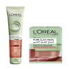 Pachet cadou masca exfolianta si gel de curatare, Loreal, Pure Clay, Red Algae, L&#039;Oreal