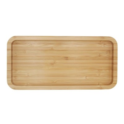 Platou Pufo din lemn de bambus pentru servire alimente, aperitive, dulciuri, pizza, 24 x 14 cm foto