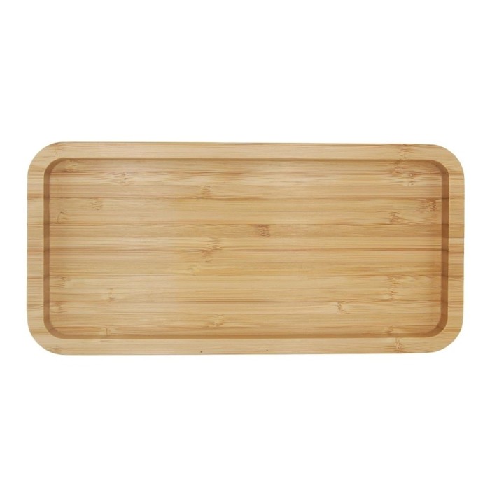 Platou Pufo din lemn de bambus pentru servire alimente, aperitive, dulciuri, pizza, 24 x 14 cm