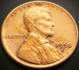 Moneda 1 CENT - SUA, anul 1958 D * cod 5205, America de Nord