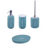 Set 4 accesorii baie din ceramica cauciucata, Verde