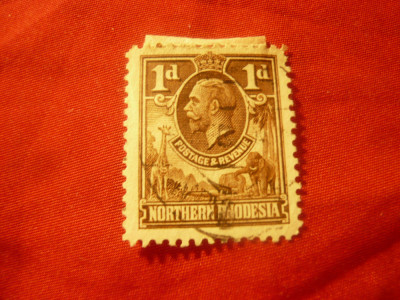 Timbru Northern Rhodesia 1925 , Rege George V stampilat ,val.1p foto
