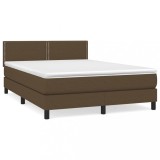 Cumpara ieftin Pat box spring cu saltea, maro inchis, 140x200 cm, textil