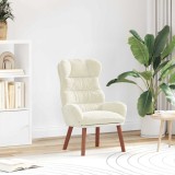 Fotoliu Relaxant Catifea Crem vidaXL 69x74x93cm, Scaun Living/Dormitor, Design Modern, Confortabil, Cadru Lemn, Asamblare Usoara