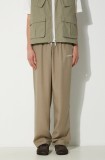 MKI MIYUKI ZOKU pantaloni Tencel Trousers barbati, culoarea verde, drept, TENCEL.TROUSERS