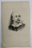 GUSTAVE FLAUBERT , GRAVURA DE CARTE de C. COMMANVILLE si H. TOUSSAINT , INCEPUTUL SEC. XIX