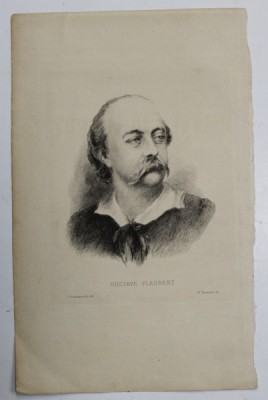 GUSTAVE FLAUBERT , GRAVURA DE CARTE de C. COMMANVILLE si H. TOUSSAINT , INCEPUTUL SEC. XIX foto