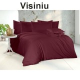 Cumpara ieftin Lenjerie de pat dublu din microfibră , cu 2 fete de perna si cearceaf cu elastic 160x200cm Visiniu uni