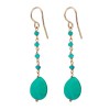 Cercei Argint 925 placati aur roz, jad verde acvatic, lungi 5.5cm, inchidere ac, Anthony, saculet catifea, Made in Italy