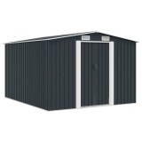 vidaXL Șopron Grădină Antracit Metalic 257x298x178 cm, Magazie Depozitare Unelte, Mobilier Exterior, Ușă Glisantă
