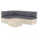 Cumpara ieftin Set mobilier gradina din paleti cu perne, 5 piese, lemn molid