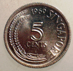 1.111 SINGAPORE 5 CENTS 1969 XF/AUNC foto