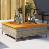 Masca Suport Umbrela Soare Gri 70x70x25cm Poliratan Acacia - Masuta Cafea Exterior, Orificiu 48cm