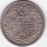 Monedă Liban 50 piastres 1952, cedrul Libanului