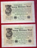 Germania 2 x 20.000.000 20 milionen MARK 1923 serii consecutive 170 171 **