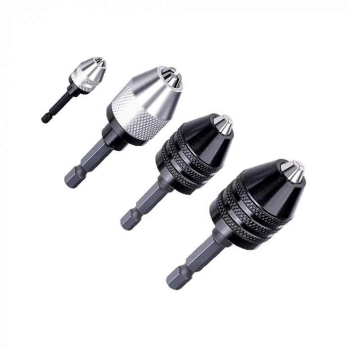 Mandrina de găurit fără cheie cu tijă hexagonală 4S 1/4 inch, Adaptor de schimba