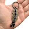 Breloc Feng Shui Noroc cu 3 Monede Chinezești, Amuleta Protectie, Snur Matase Neagra, 9cm