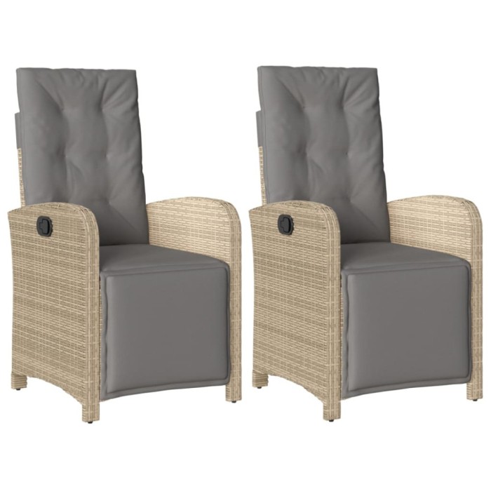 Scaun de gradina rabatabil cu suport picioare,2 buc., poliratan