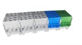 Cleme de distributie derivatie pentru conexiuni trifazice 25mm &sup2; 35mm &sup2; Cu-Al montaj pe sina DIN 100A 6 intrari per pol clema, Pollmann