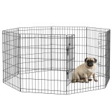 PawHut Padoc Portabil pentru C&acirc;ini, Pisici și Căței, Structură din S&acirc;rmă Metalică, 8 Module, 76x61 cm, Negru | Aosom Romania