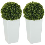 HOMCOM Set 2 bile artificiale eucalipt 65 cm plantă artificială cu protecție UV, 330 frunze &icirc;n ghiveci, verde | Aosom Romania