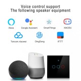 Intrerupator inteligent cu touch Tuya, Life Smart, Wi-Fi, RF433, cu sau fara nul, 3 canale, 10A, Sticla securizata, Negru @SmartWiz smw41, Altele