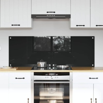 vidaXL Spate de bucătărie Negru 70 x 50 cm sticlă securizată 3415543 foto