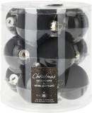Cutie cu 12 globuri Christmas Glam, &Oslash;6 cm, sticla, negru, Excellent Houseware