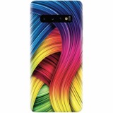 Husa silicon pentru Samsung Galaxy S10, Curly Colorful Rainbow Lines Illustration