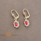Cercei Regina Rubini , Cristale rosii placati aur 18K Brazilia