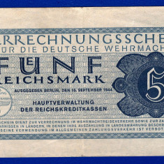 (7) BANCNOTA (CERTIF COMPENSARE) GERMANIA - 5 REICHSMARK 1944, TRUPELE WEHRMACHT