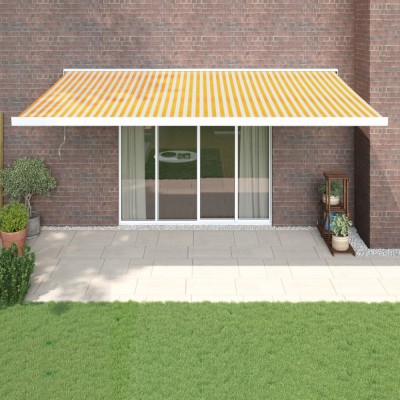 Copertină retractabilă, galben/alb, 5x3 m, textil/aluminiu foto