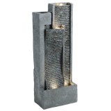 Outsunny F&acirc;nt&acirc;nă 3 trepte pentru grădină cu iluminare LED, ghiveci, pompă, aspect piatră, reglabil 38 x 19 x 101 cm | Aosom Romania